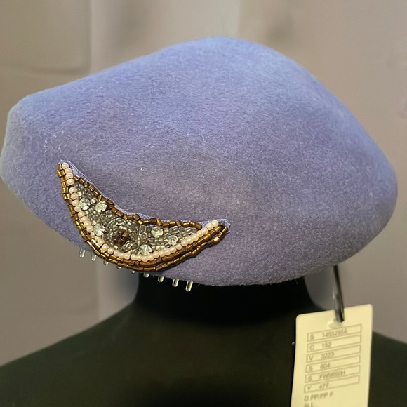 ⏰ NWT Vintage Beaded Wool Beret in Lilac/Lavender Purple - Urban Outfitters - Picture 2 of 5